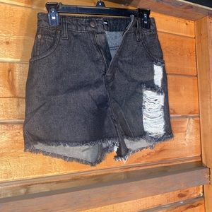 NEW PLT BLACK DENIM SHORTS